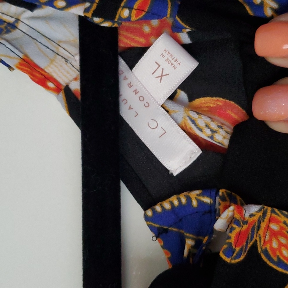 Black Dress With Blue & Red Print - Picture 2 of 5